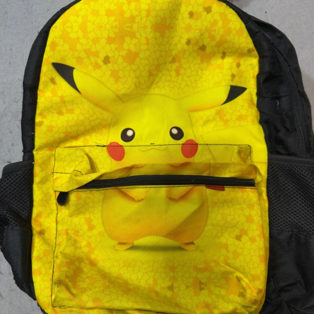 Pokemon Pikachu Backpack and Matching Lunch Pouch Set Yellow Black‎ Anime Bag